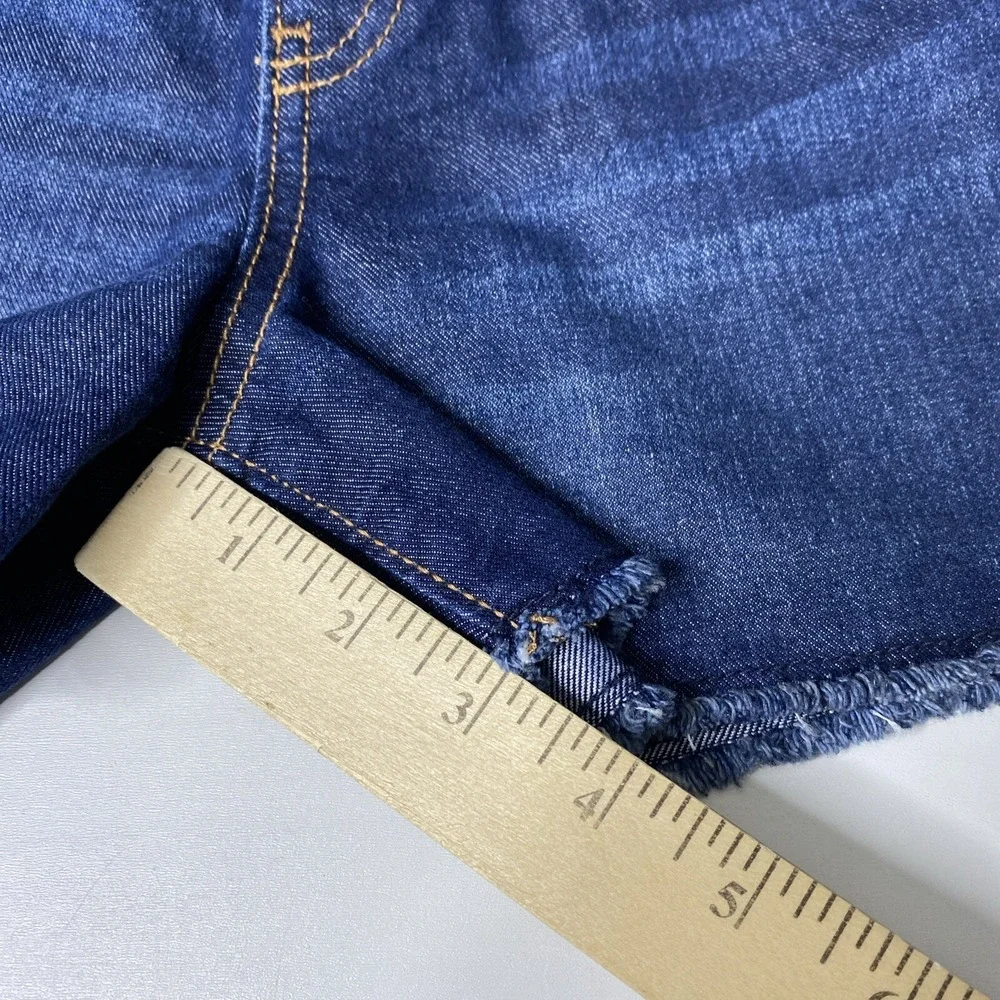 OLD NAVY‎ Girls Blue Denim Frayed Hem High Rise Adjustable Waist Shorts Size 12